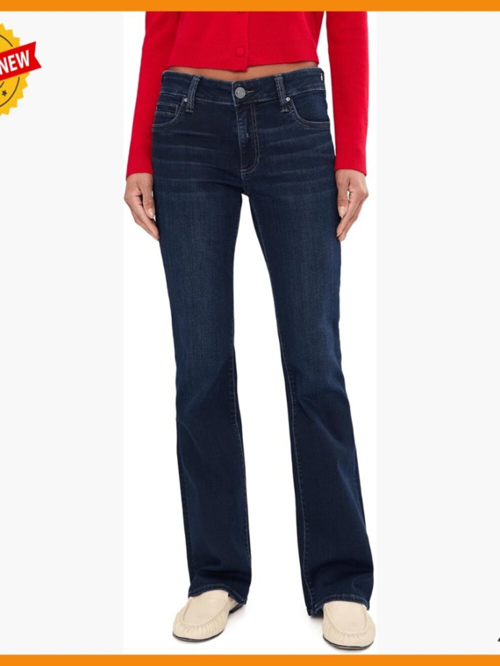 High Rise Bootcut Jeans, Stretchy Denim, Five-Pocket Style